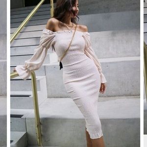KOURTNEY DRESS - CREAM/WHITE